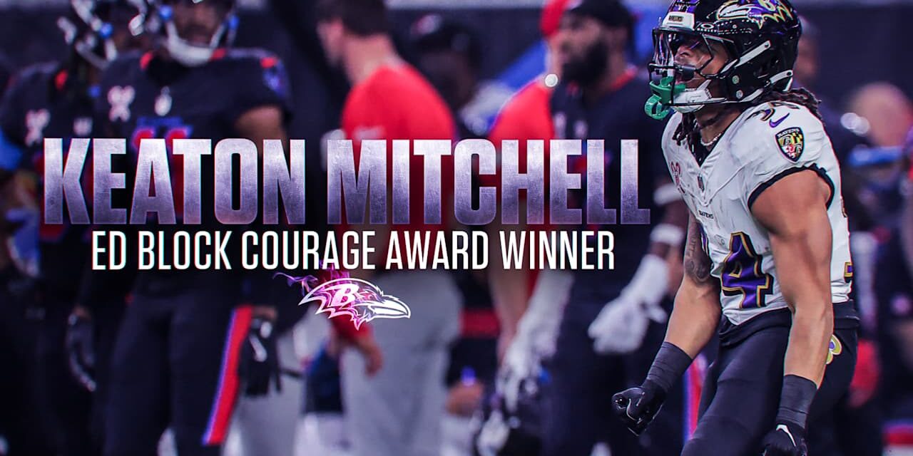 Keaton Mitchell Named Ravens’ Ed Block Award Winner